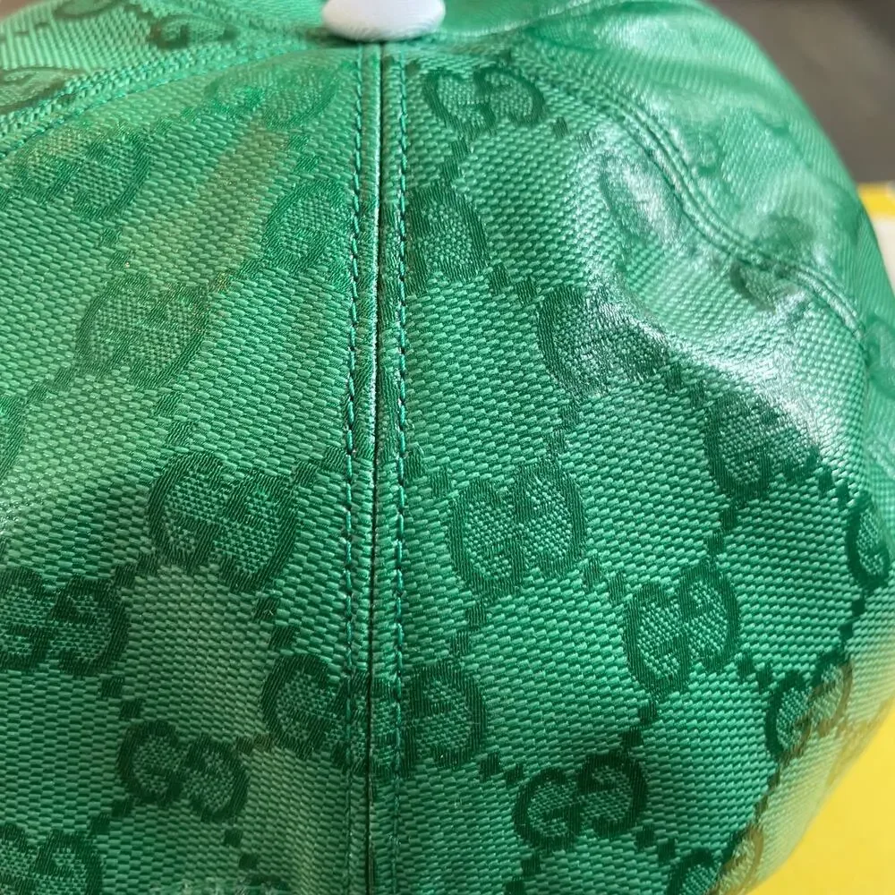 Gucci x Adidas GG Supreme Baseball Cap Hat Green Black Canvas Unisex Size M